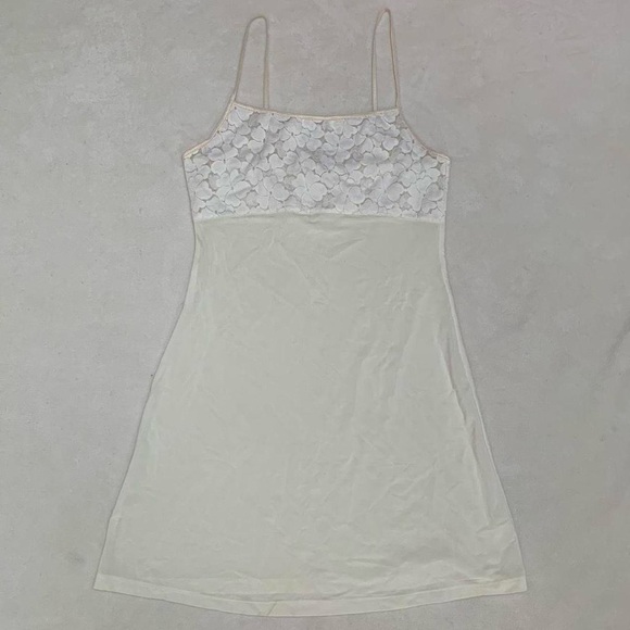 Banana Republic Other - Banana Republic Y2K Cream Floral Lacy Babydoll Slip Mini Dress Size Small
